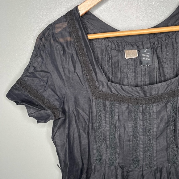 Anthropologie x Lithe Square Neck Pintuck Eyelet Dress Sheer Whimsigoth Boho - Picture 4 of 9